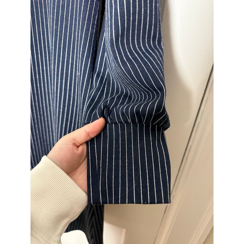 Ann Taylor Dress L Navy Pinstripe Long Sleeve A Line Career Work Office Preppy - Picture 3 of 8
